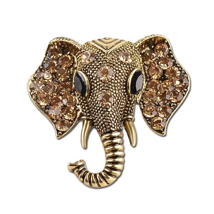 Broche éléphant en cristal vintage