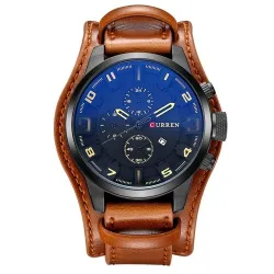 CURREN - montre sport militaire - Quartz - bracelet cuir - étanche