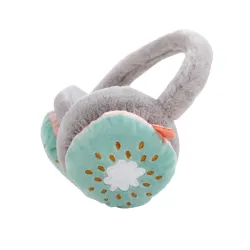 Cache-oreilles enfants hiver - peluche chaude - broderie fruits dessin animé