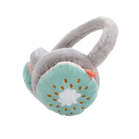 Cache-oreilles enfants hiver - peluche chaude - broderie fruits dessin animé