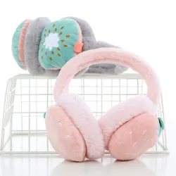 Cache-oreilles enfants hiver - peluche chaude - broderie fruits dessin animé