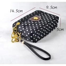 Small clutch bag - triple zipper - wrist strap - dots patternBags
