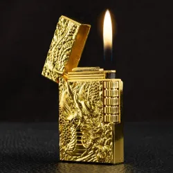 Briquet à gaz butane en métal - dragon