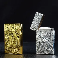 Briquet à gaz butane en métal - dragon