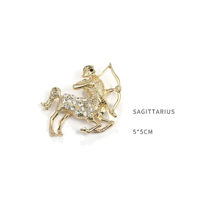 Signes du zodiaque en cristal - broche en or