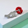 Crystal brooch - red lips / Be Quiet gestureBrooches