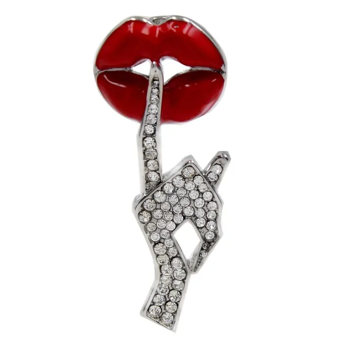 Broche cristal - lèvres rouges / Geste Be Quiet
