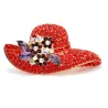 Broche chapeau cristal rouge