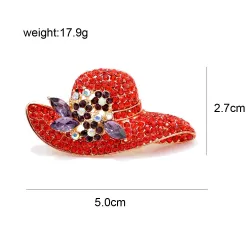Broche chapeau cristal rouge