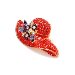 Broche chapeau cristal rouge