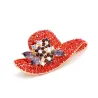 Broche chapeau cristal rouge