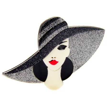 Dame au chapeau noir - broche