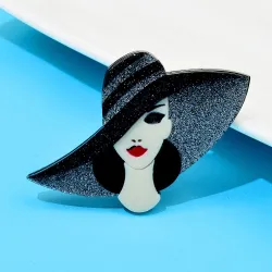 Dame au chapeau noir - broche