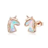 Boucles d'oreilles licorne - opale bleue - argent 925