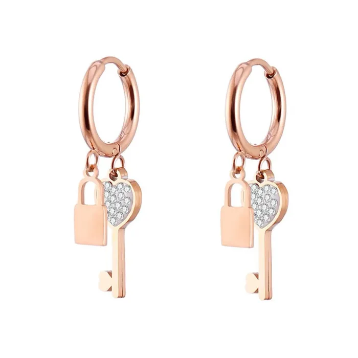 Clé / serrure en cristal - boucles d'oreilles