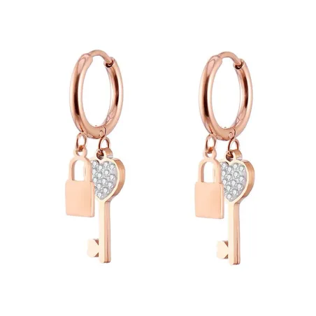 Clé / serrure en cristal - boucles d'oreilles