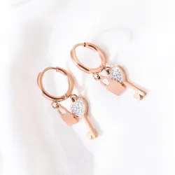 Clé / serrure en cristal - boucles d'oreilles