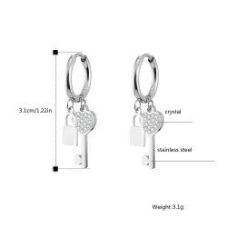 Clé / serrure en cristal - boucles d'oreilles