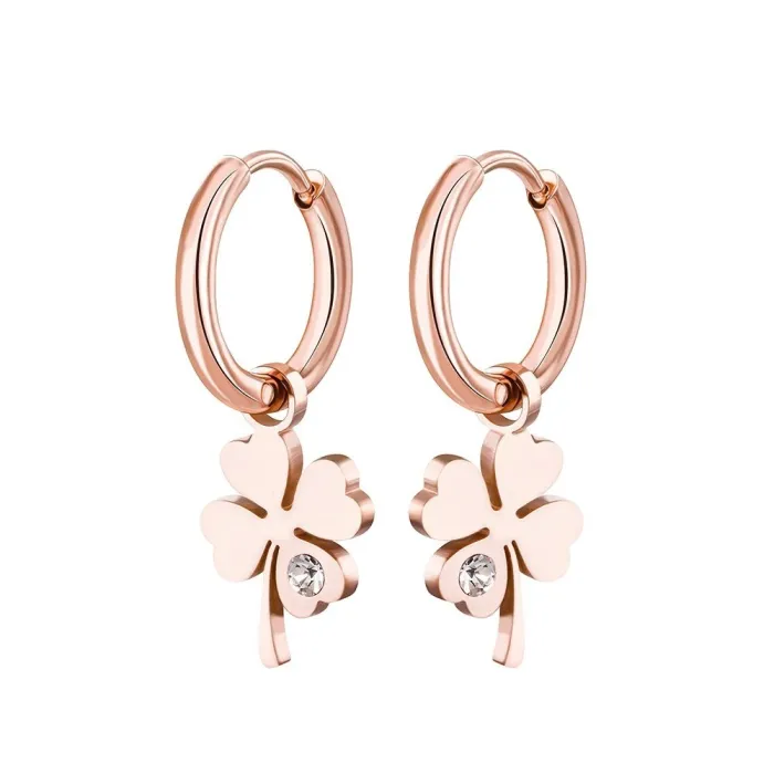 Trèfle à quatre feuilles / cristal - boucles d'oreilles