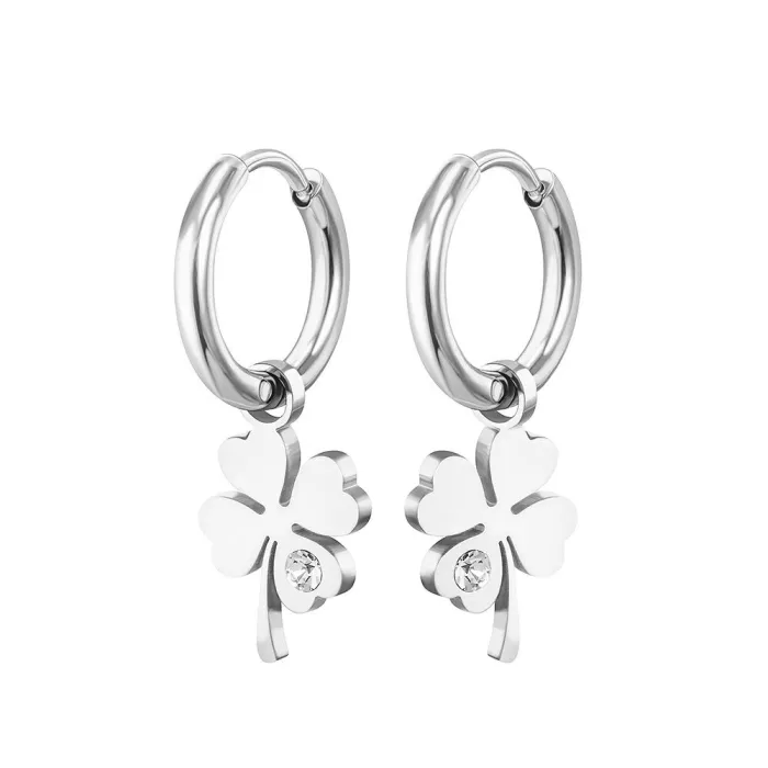 Trèfle à quatre feuilles / cristal - boucles d'oreilles