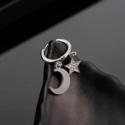 Small circle earrings - moon / crystal starEarrings