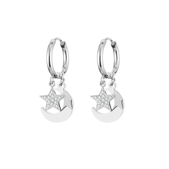 Small circle earrings - moon / crystal starEarrings