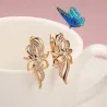 Elegant rose gold earrings - crystal flowerEarrings