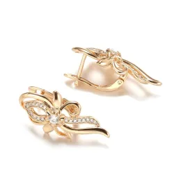 Elegant rose gold earrings - crystal flowerEarrings