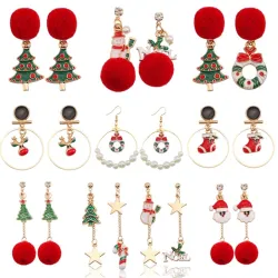 Boucles d'oreilles de Noël - Père Noël - sapin de Noël - couronne