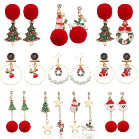 Boucles d'oreilles de Noël - Père Noël - sapin de Noël - couronne