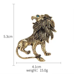 Lion antique en argent / or - broche