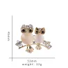 Broche double chouette - opale / cristaux