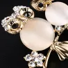Broche double chouette - opale / cristaux