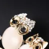Broche double chouette - opale / cristaux