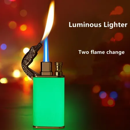 Briquet en métal à double flamme - brillant dans le noir