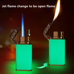 Metal lighter with a double flame - glowing in the darkLighters