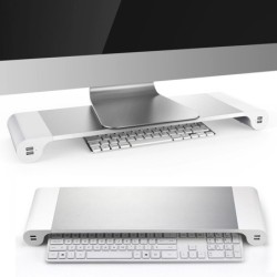 Support pour moniteur / ordinateur en aluminium - avec 4 ports USB