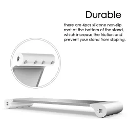 Support pour moniteur / ordinateur en aluminium - avec 4 ports USB