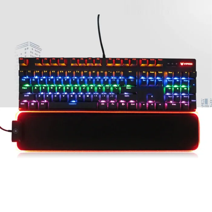 Clavier / repose-poignet - coussin de soutien - patin antidérapant - RGB - LED