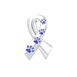 Broche en forme de ruban - empreinte de patte d'animal