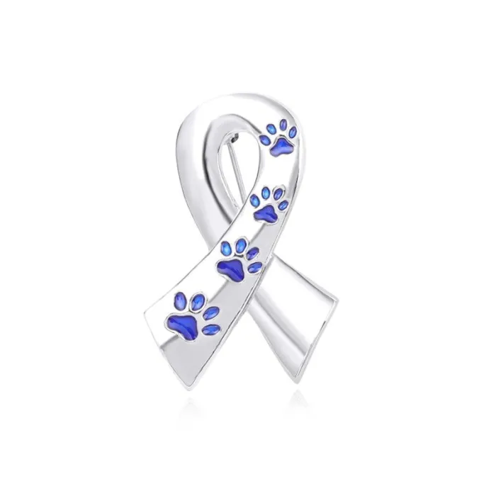 Broche en forme de ruban - empreinte de patte d'animal