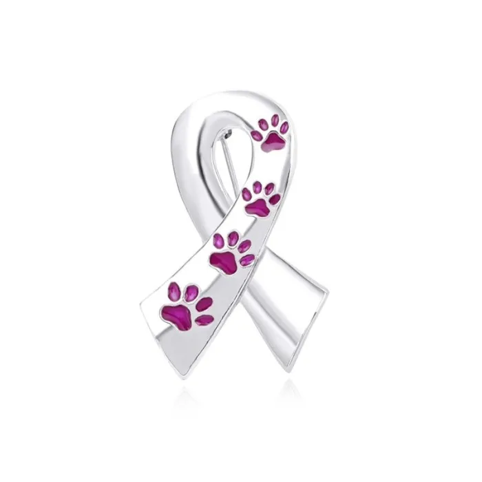 Broche en forme de ruban - empreinte de patte d'animal