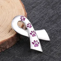 Broche en forme de ruban - empreinte de patte d'animal