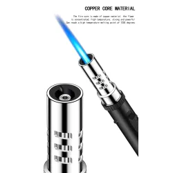 Briquet à gaz torche en métal - coupe-vent - flamme réglable