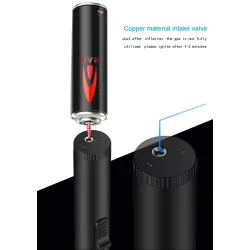 Briquet à gaz torche en métal - coupe-vent - flamme réglable