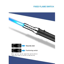 Briquet à gaz torche en métal - coupe-vent - flamme réglable