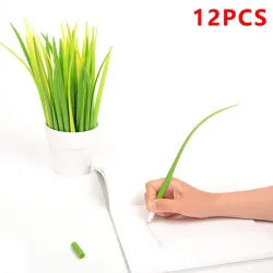 Herbe verte en silicone - stylo à bille - 12 pièces