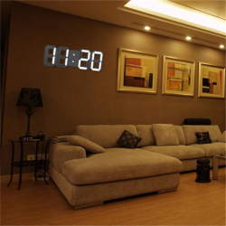 Horloge murale numérique 3D moderne - LED - USB - avec fonction alarme