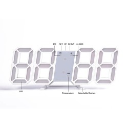 Horloge murale numérique 3D moderne - LED - USB - avec fonction alarme