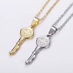 Collier pendentif clé - motif croix / infini